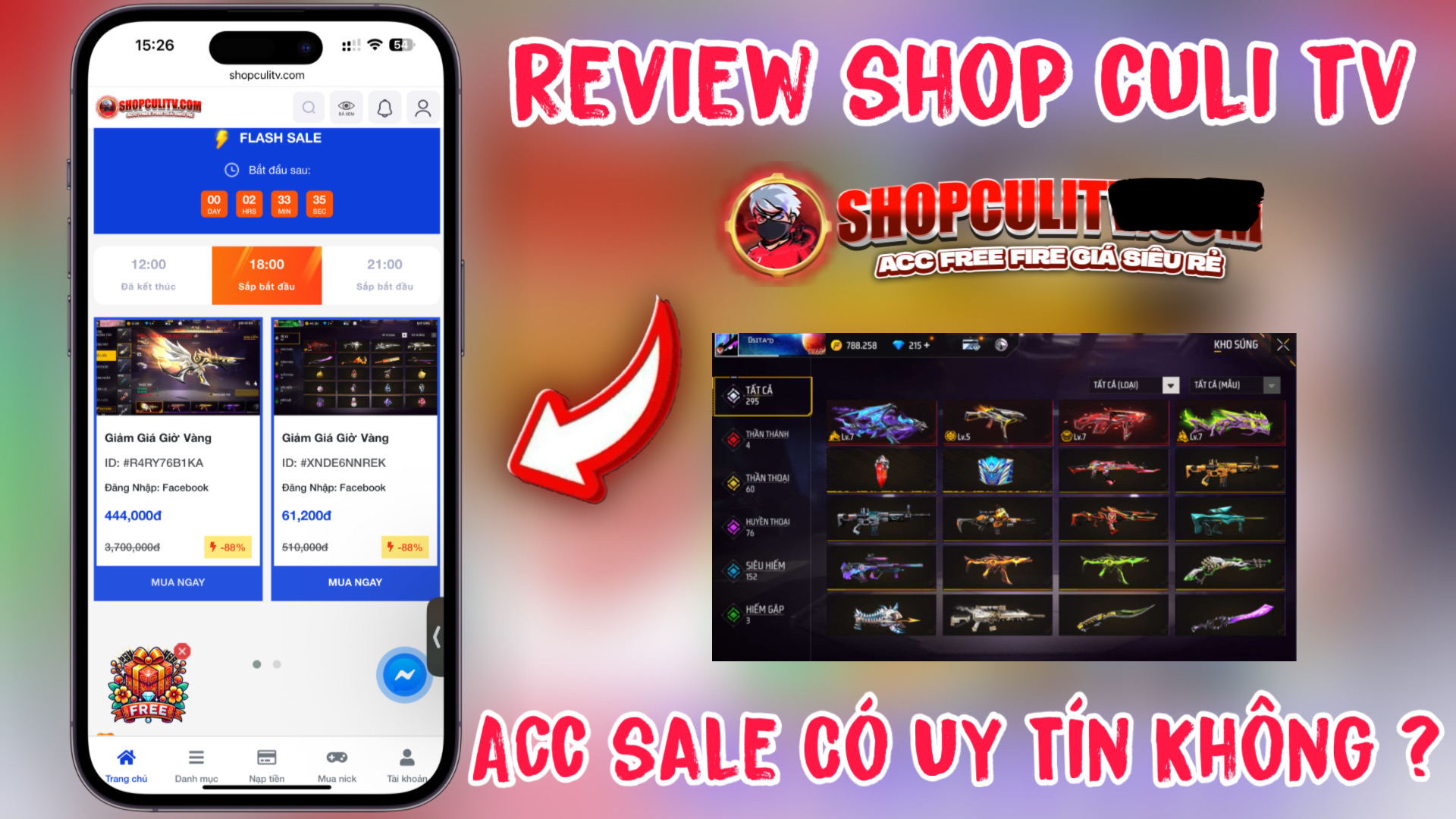 Review Shop Culi Tv Và Thử Mua Acc Free Fire Tự Chọn Sale Và Cái Kết ? Mua Acc Shop Culi TV Có Uy Tín Không ?