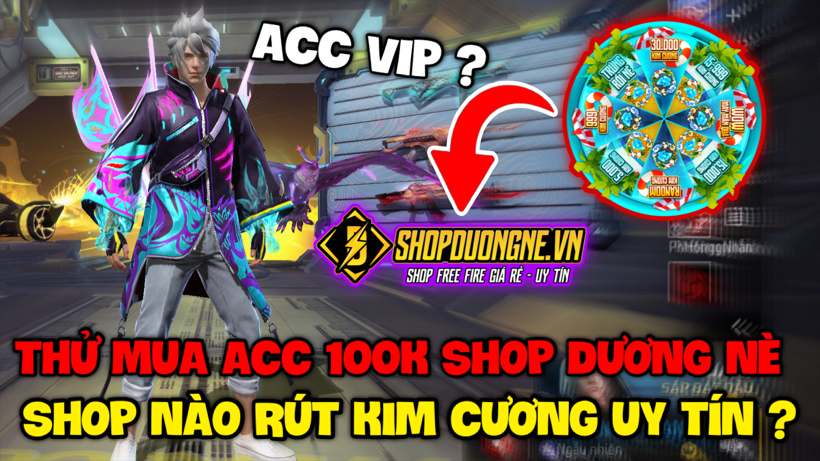 Review Acc Free Fire Vip LV72, 10 Skin Súng Nâng Cấp LV7 | Mua Acc Free Fire 100K Shop Dương Nè Có Gì Vip ?