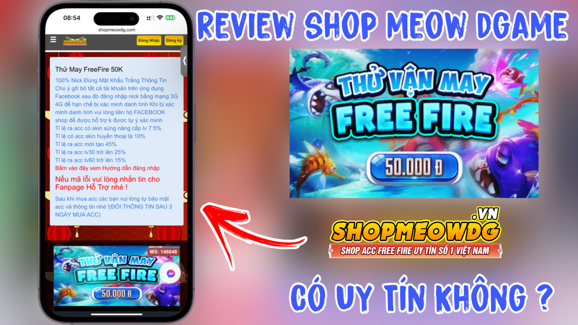 Review Shop Meow Dgame Và Thử Mua Acc Free Fire 50K Shop Moew Dgame Có Uy Tín ? Shop Meow Dgame