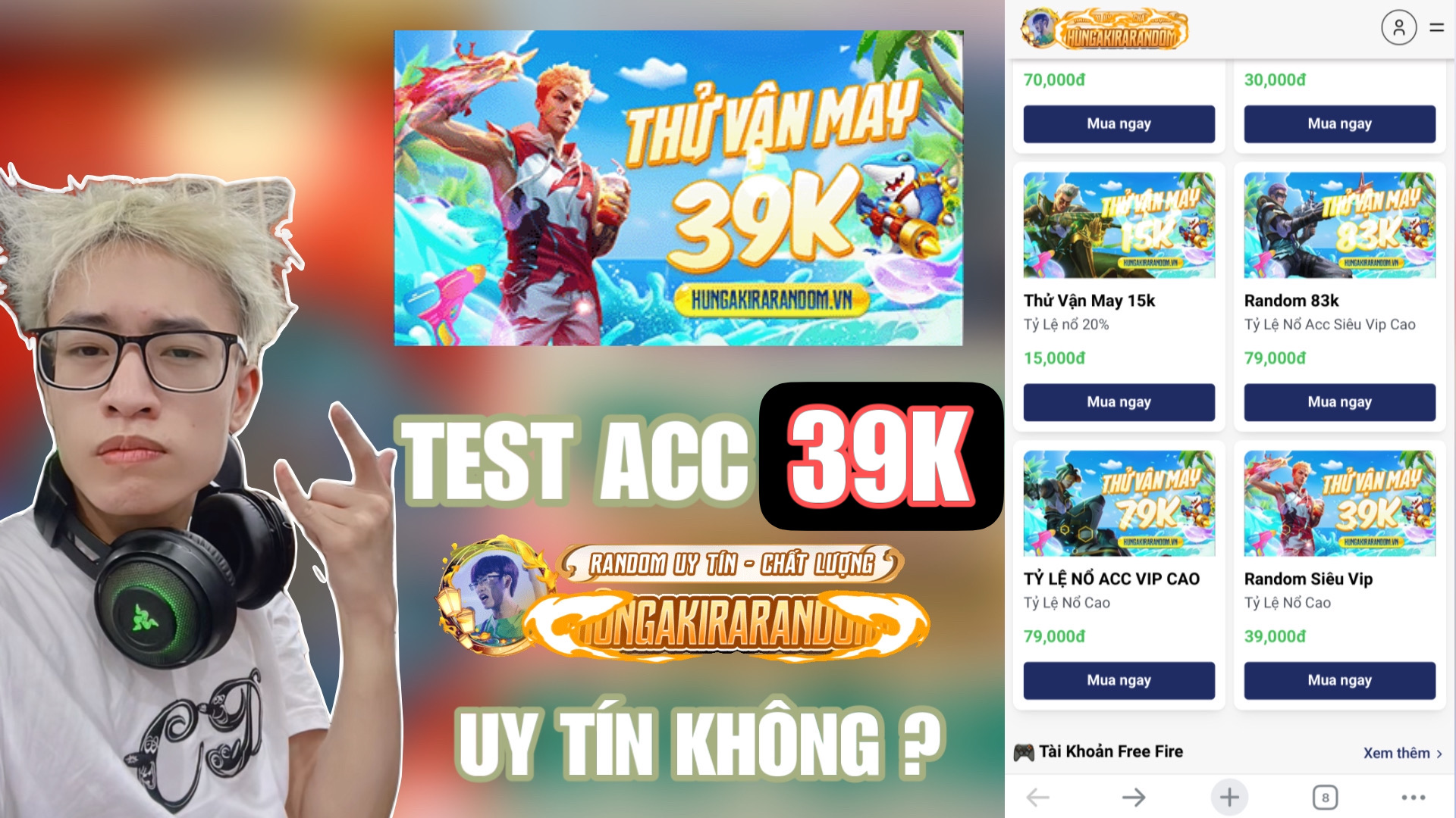 Review Shop Hùng Akira Mobile VÀ Thử Mua Acc Free Fire Random 39K Có Uy Tín ? Mua Acc Free Fire 39K