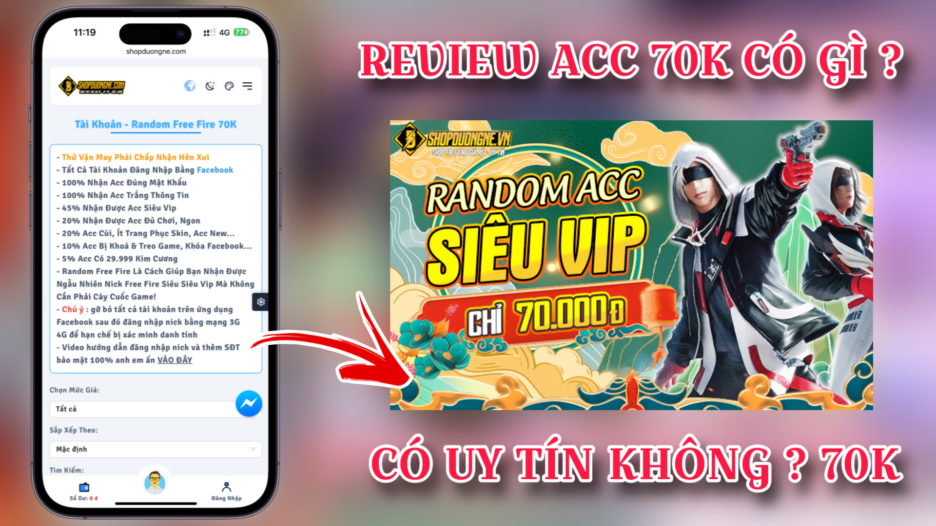 Review Acc Free Fire Giá 70K Có Những Skin Gì Ngon ? Mua Acc Free Fire 70K Shop Dương Nè